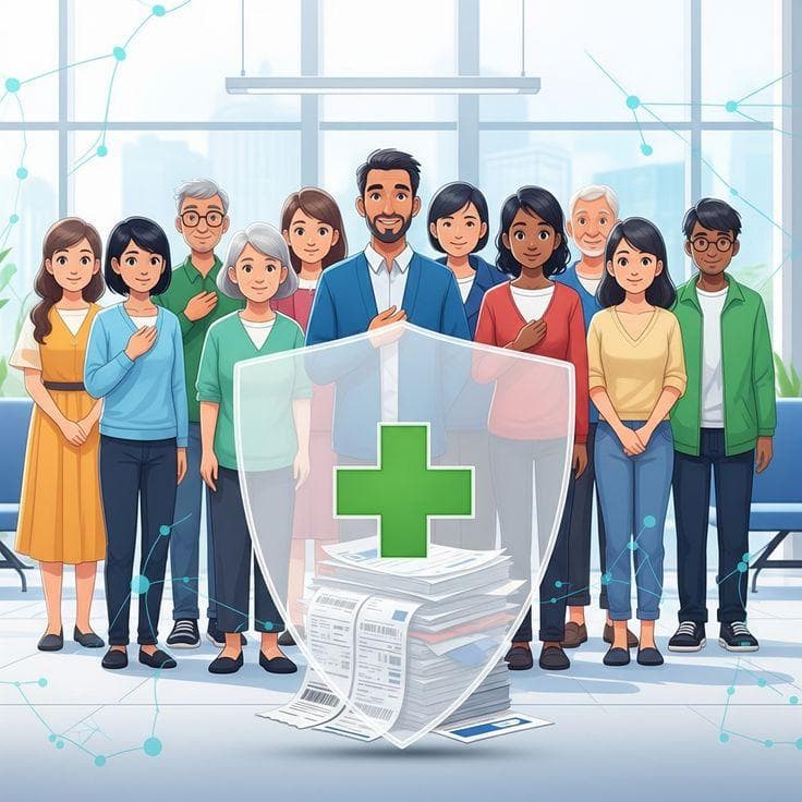 Diverse group of people protected by health insurance
